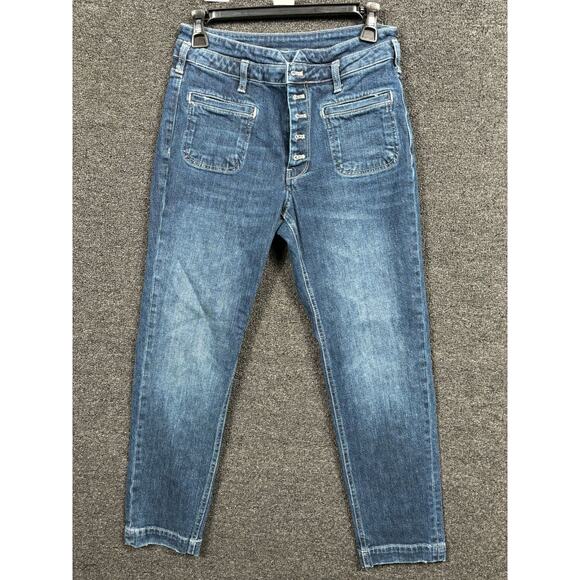 Pilcro & The Letterpress Jeans Womens 27 Blue High Rise Slim Button Fly Mid Rise - Picture 1 of 11